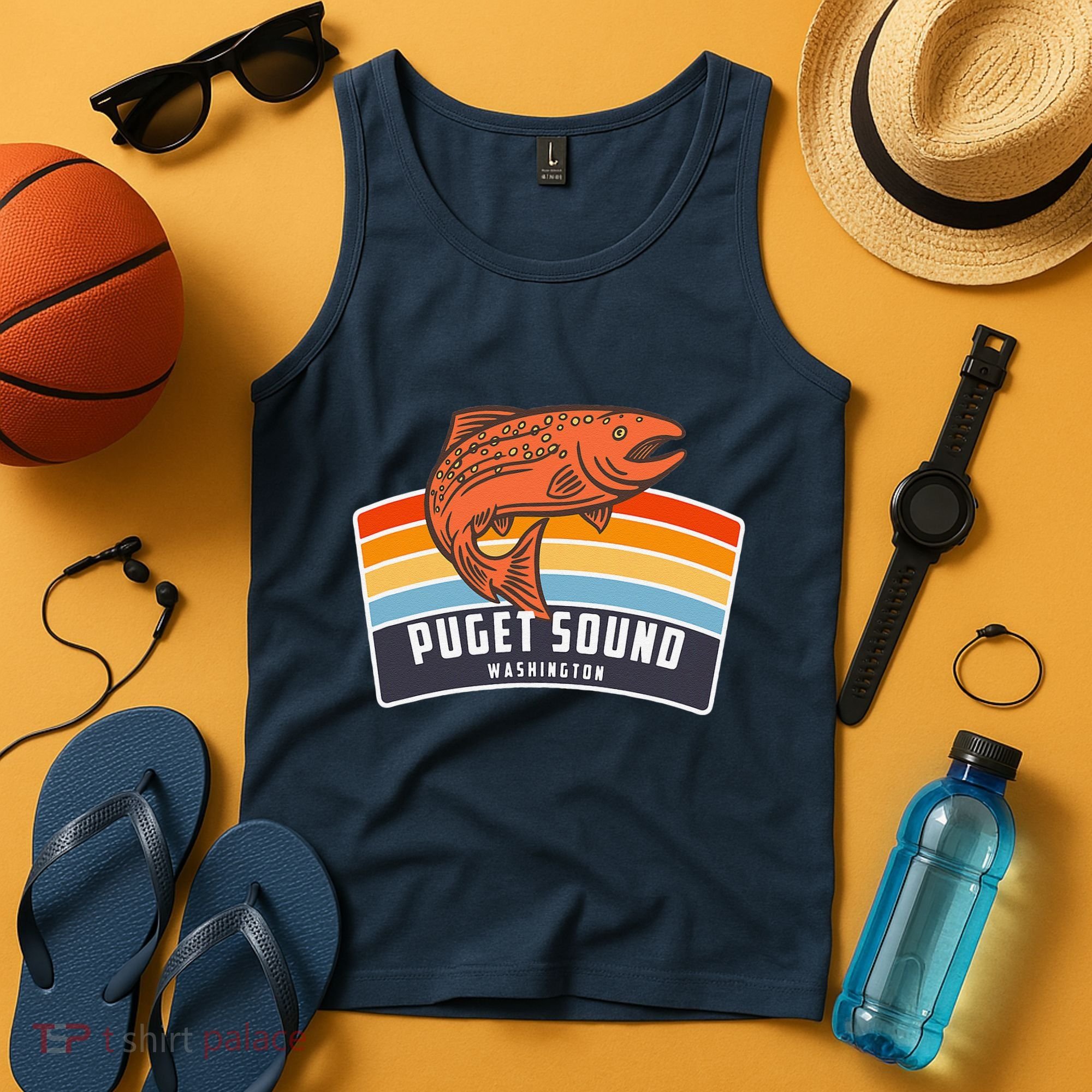 Puget Sound Washington Salmon Fishing Tank Top