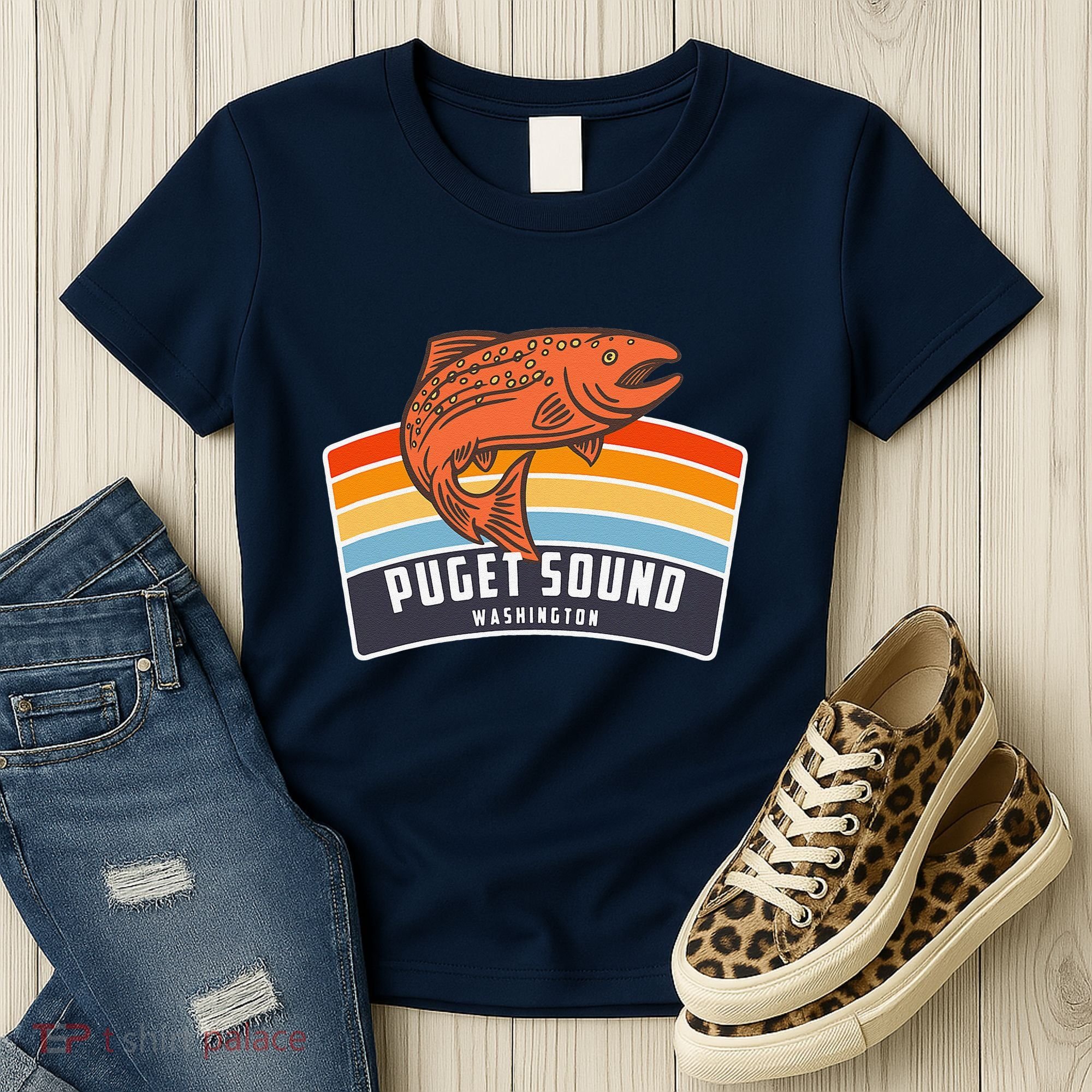 Puget Sound Washington Salmon Fishing Women's T-Shirt