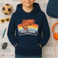 Puget Sound Washington Salmon Fishing Kids Hoodie thumb 2