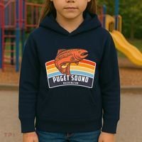 Puget Sound Washington Salmon Fishing Kids Hoodie thumb 3