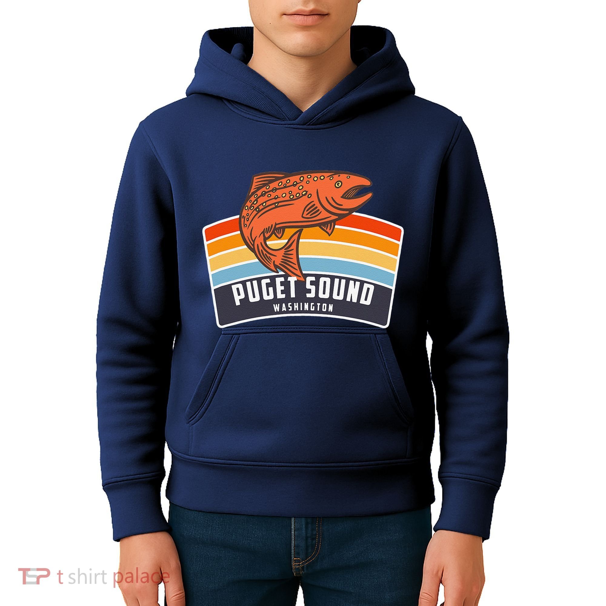 Puget Sound Washington Salmon Fishing Kids Hoodie