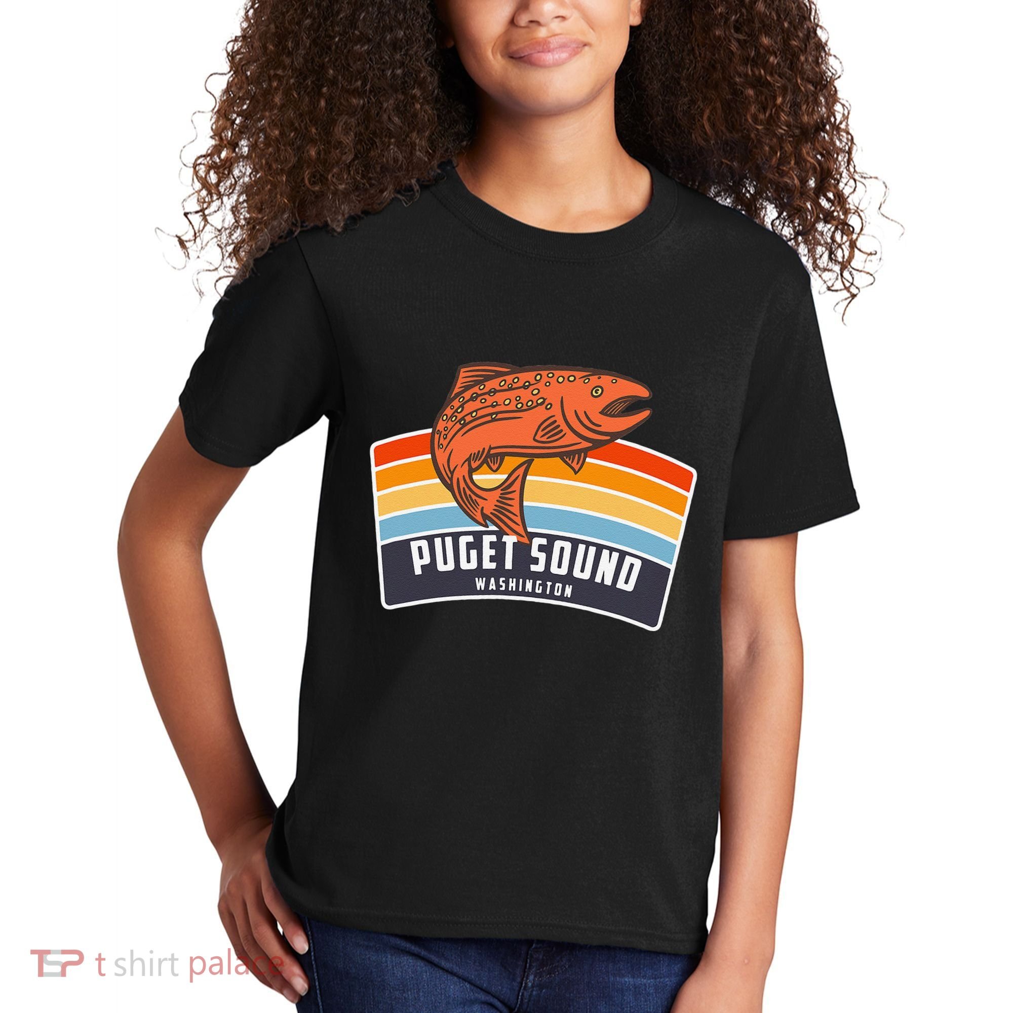 Puget Sound Washington Salmon Fishing Kids T-Shirt