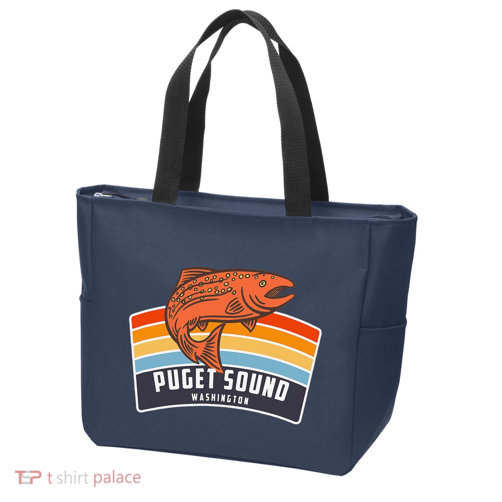 Puget Sound Washington Salmon Fishing Tote Bag