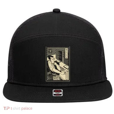 Programmer Samurai Warrior Computer Developer Samurai 7 Panel Mesh Trucker Snapback Hat