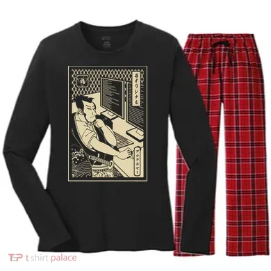 Programmer Samurai Warrior Computer Developer Samurai Women's Long Sleeve Flannel Pajama Set
