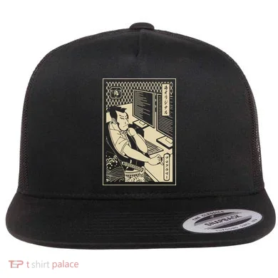 Programmer Samurai Warrior Computer Developer Samurai Flat Bill Trucker Hat