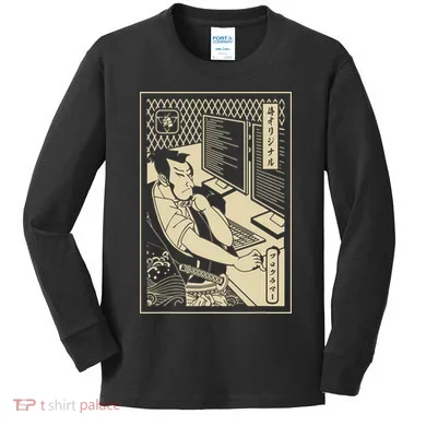 Programmer Samurai Warrior Computer Developer Samurai Kids Long Sleeve Shirt