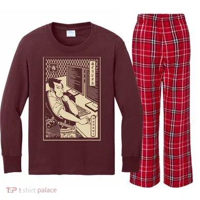 Programmer Samurai Warrior Computer Developer Samurai Kids Long Sleeve Plaid Pajama Set