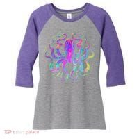 Psychedelic Octopus Women's Tri-Blend 3/4-Sleeve Raglan Shirt thumb 0