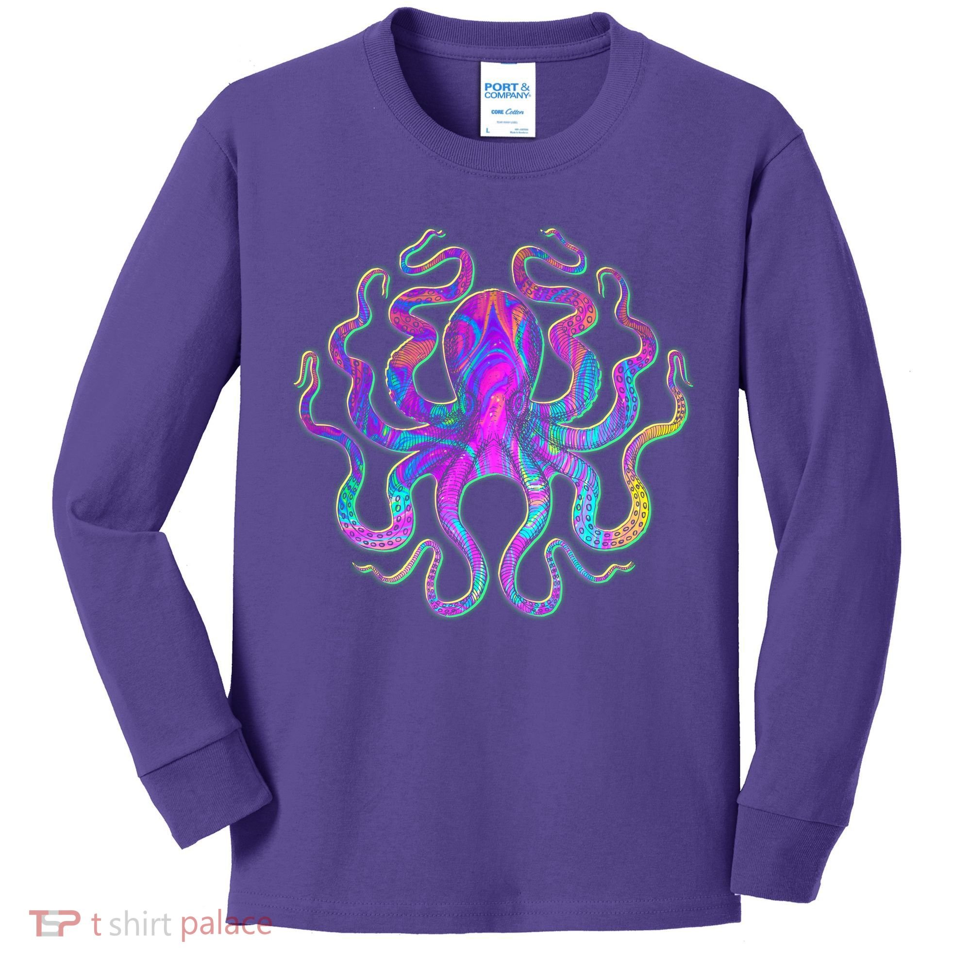 Psychedelic Octopus Kids Long Sleeve Shirt