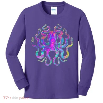 Psychedelic Octopus Kids Long Sleeve Shirt