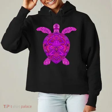 Psychedelic Turtle Ladies Heavyweight Boxy Pullover Hoodie