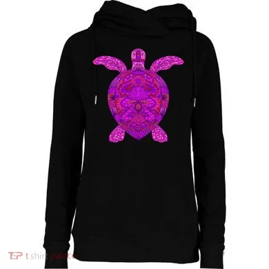 Psychedelic Turtle Womens Funnel Neck Pullover Hood