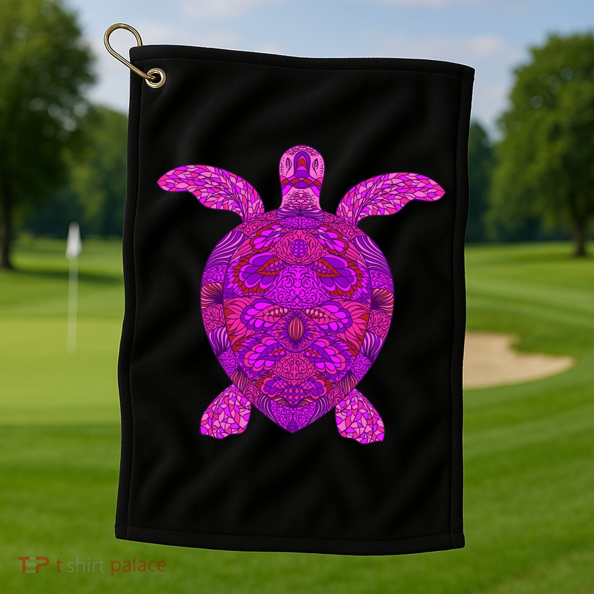 Psychedelic Turtle Golf Towel