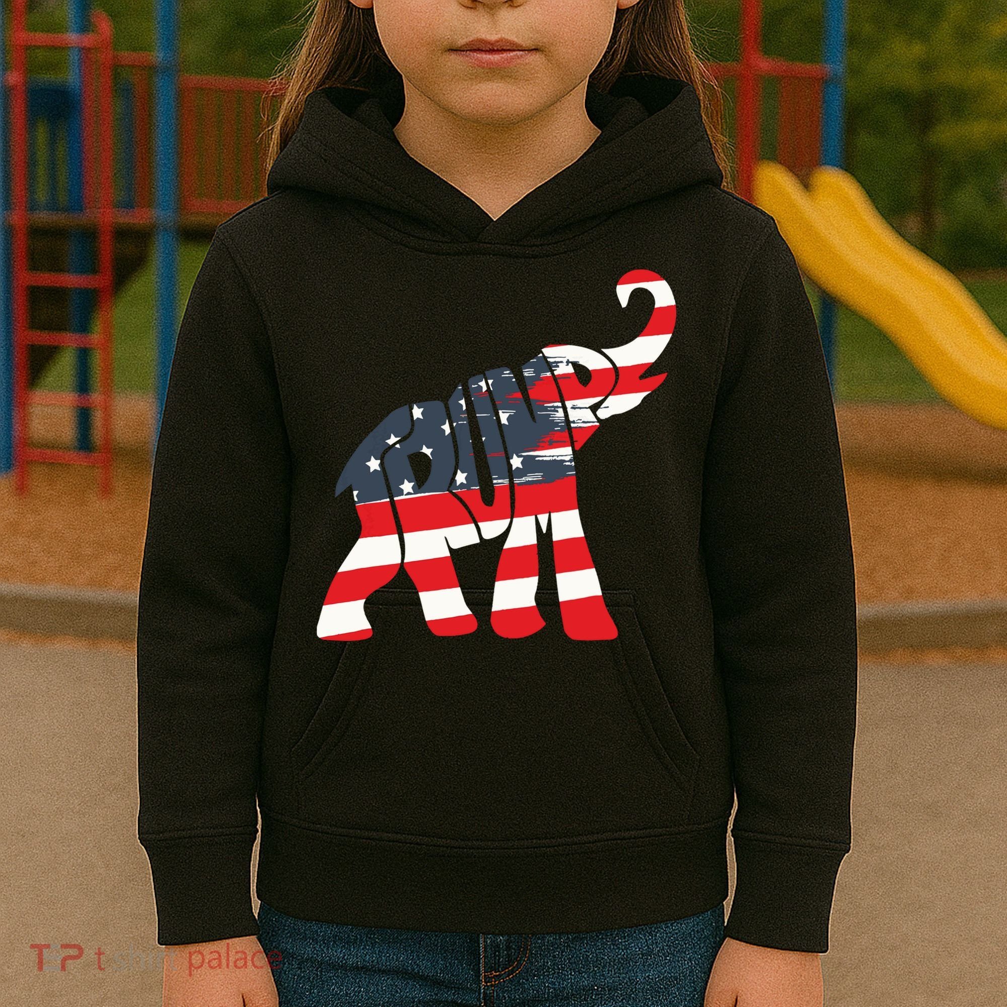 President Trump 2024 Republican Elephant Trump Supporter Kids Hoodie