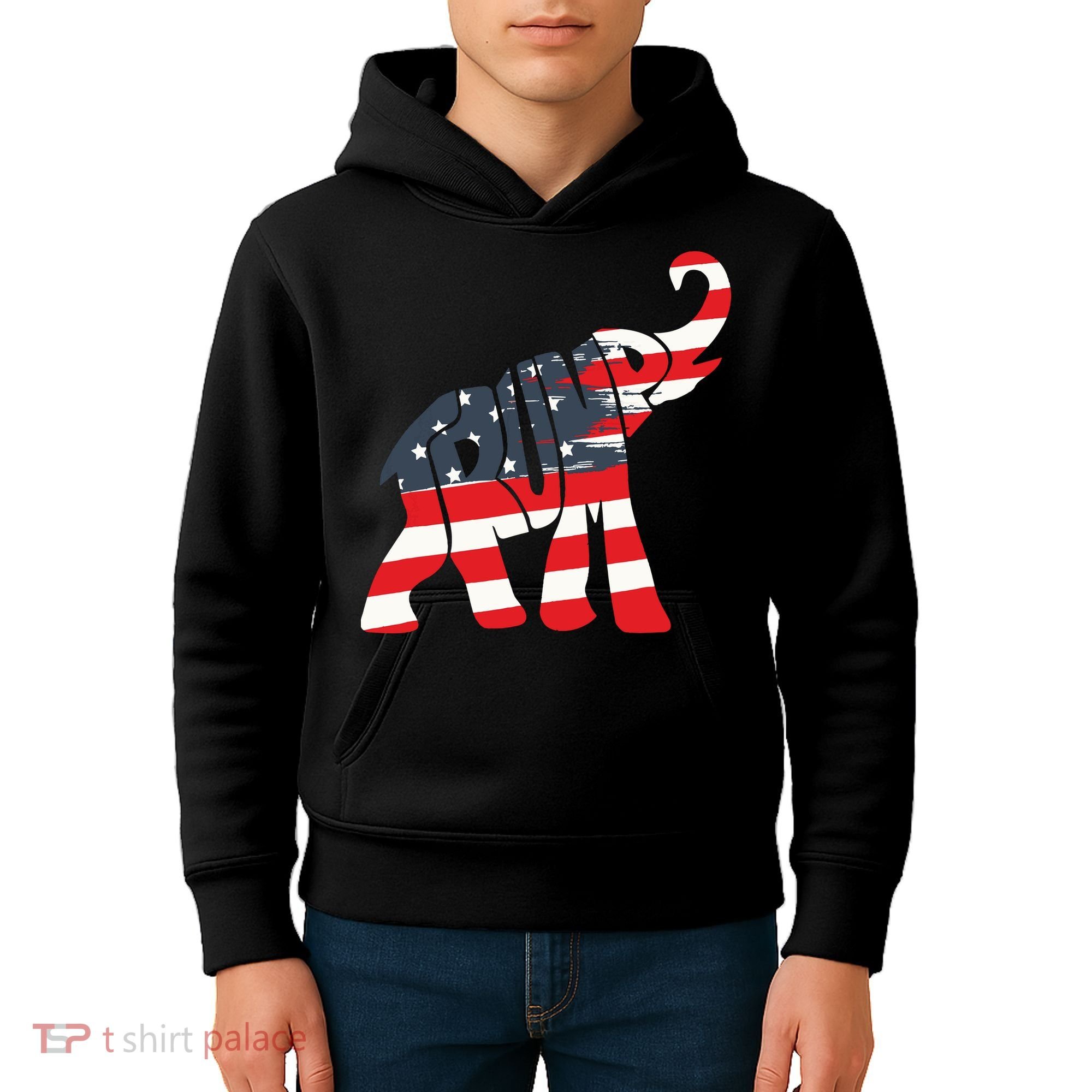 President Trump 2024 Republican Elephant Trump Supporter Kids Hoodie