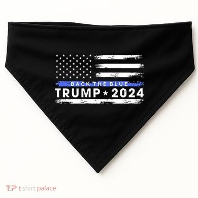 Pro Trump 2024 Back The Blue Thin Blue Line American Flag USA-Made Doggie Bandana