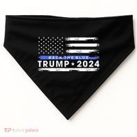 Pro Trump 2024 Back The Blue Thin Blue Line American Flag USA-Made Doggie Bandana thumb 0