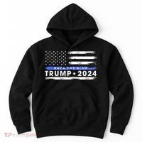 Pro Trump 2024 Back The Blue Thin Blue Line American Flag Hoodie thumb 0