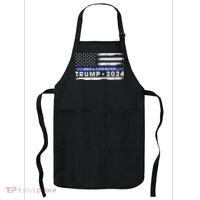 Pro Trump 2024 Back The Blue Thin Blue Line American Flag Apron thumb 0