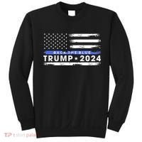 Pro Trump 2024 Back The Blue Thin Blue Line American Flag Sweatshirt thumb 0