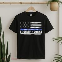 Pro Trump 2024 Back The Blue Thin Blue Line American Flag T-Shirt thumb 2