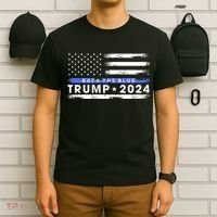 Pro Trump 2024 Back The Blue Thin Blue Line American Flag T-Shirt thumb 6