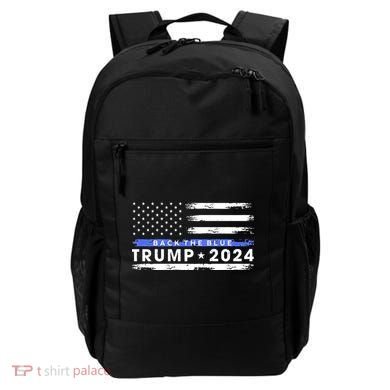 Pro Trump 2024 Back The Blue Thin Blue Line American Flag Backpack
