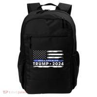 Pro Trump 2024 Back The Blue Thin Blue Line American Flag Backpack thumb 0