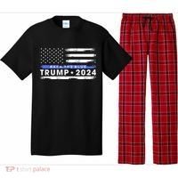 Pro Trump 2024 Back The Blue Thin Blue Line American Flag Pajama Set thumb 0