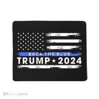Pro Trump 2024 Back The Blue Thin Blue Line American Flag Mousepad thumb 0