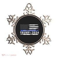 Pro Trump 2024 Back The Blue Thin Blue Line American Flag Ornament thumb 0