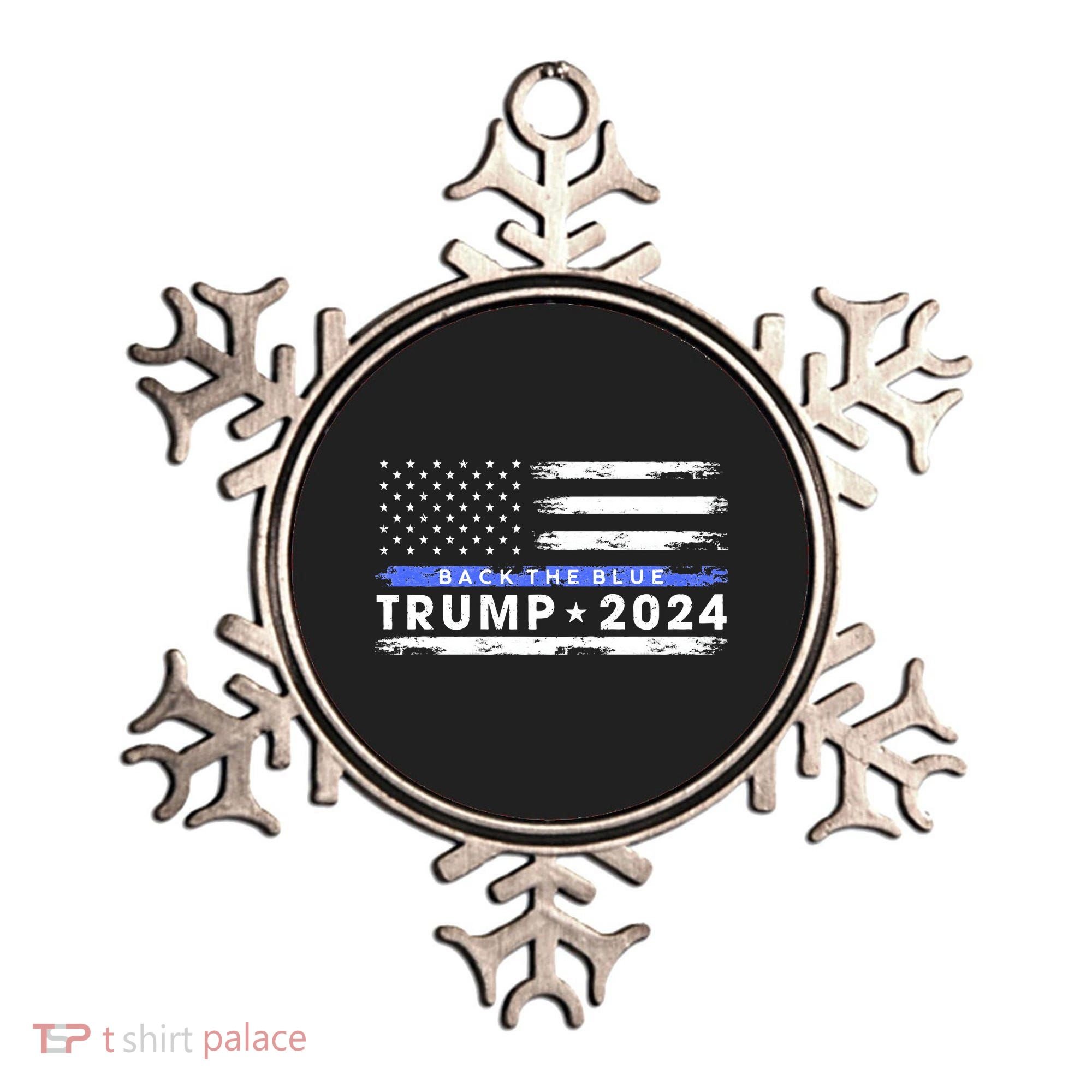 Pro Trump 2024 Back The Blue Thin Blue Line American Flag Ornament
