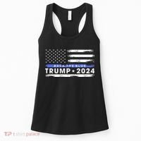 Pro Trump 2024 Back The Blue Thin Blue Line American Flag Women's Tank Top thumb 0