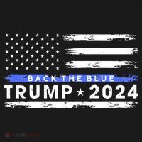 Pro Trump 2024 Back The Blue Thin Blue Line American Flag Women's Tank Top thumb 5