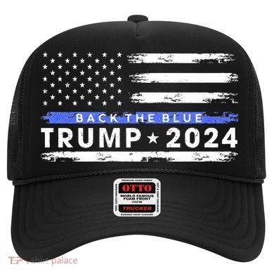 Pro Trump 2024 Back The Blue Thin Blue Line American Flag Hat