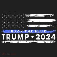 Pro Trump 2024 Back The Blue Thin Blue Line American Flag Hat thumb 2