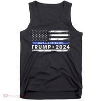 Pro Trump 2024 Back The Blue Thin Blue Line American Flag Tank Top thumb 0