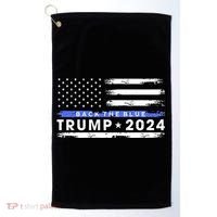 Pro Trump 2024 Back The Blue Thin Blue Line American Flag Golf Towel thumb 0