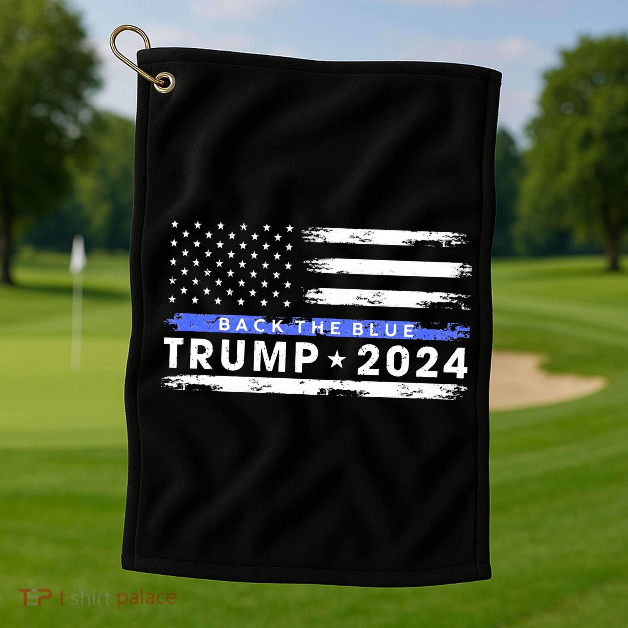Pro Trump 2024 Back The Blue Thin Blue Line American Flag Golf Towel
