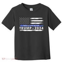 Pro Trump 2024 Back The Blue Thin Blue Line American Flag Toddler T-Shirt thumb 0