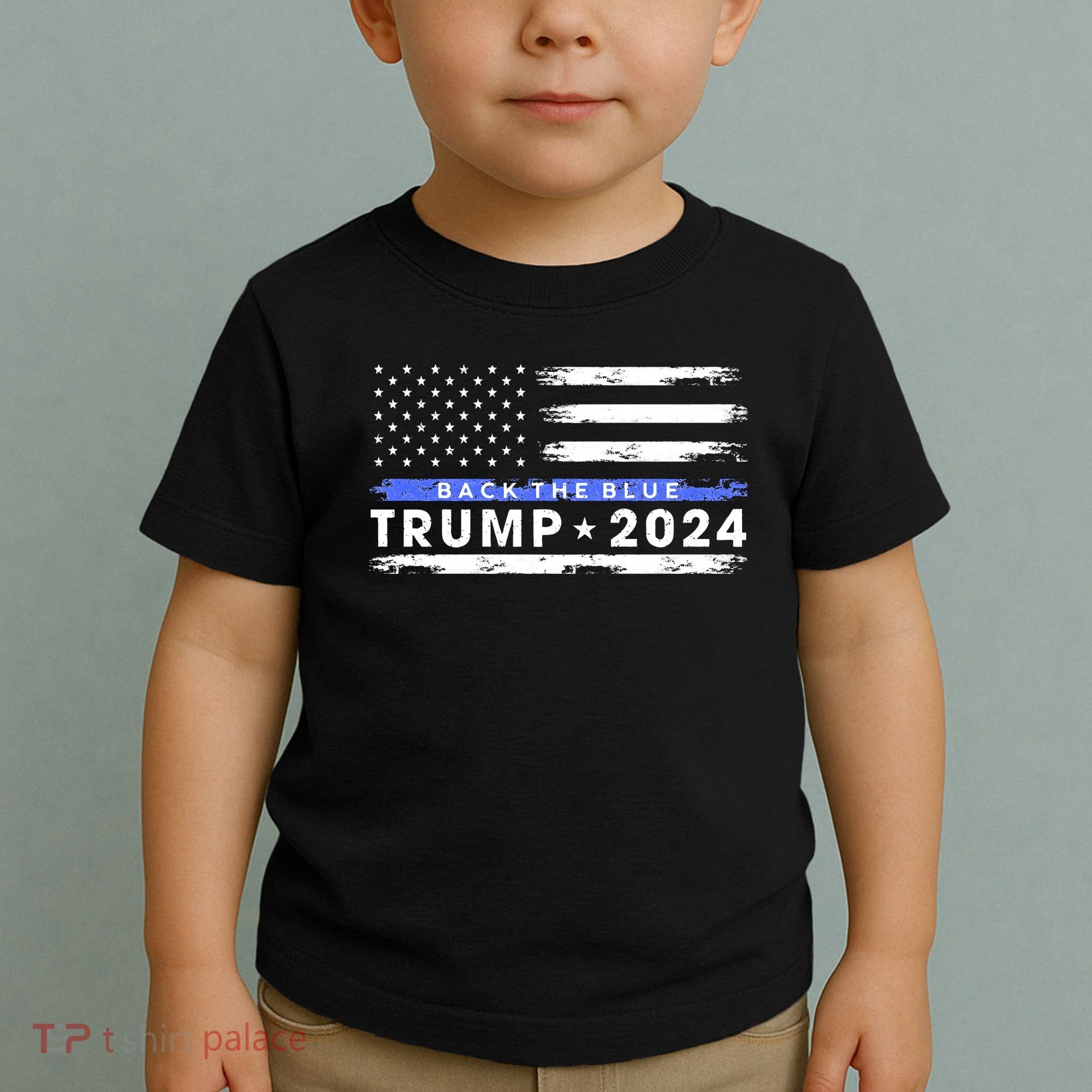 Pro Trump 2024 Back The Blue Thin Blue Line American Flag Toddler T-Shirt