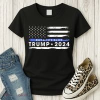 Pro Trump 2024 Back The Blue Thin Blue Line American Flag Women's T-Shirt thumb 3