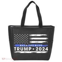 Pro Trump 2024 Back The Blue Thin Blue Line American Flag Tote Bag thumb 0