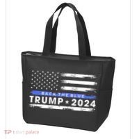 Pro Trump 2024 Back The Blue Thin Blue Line American Flag Tote Bag thumb 3