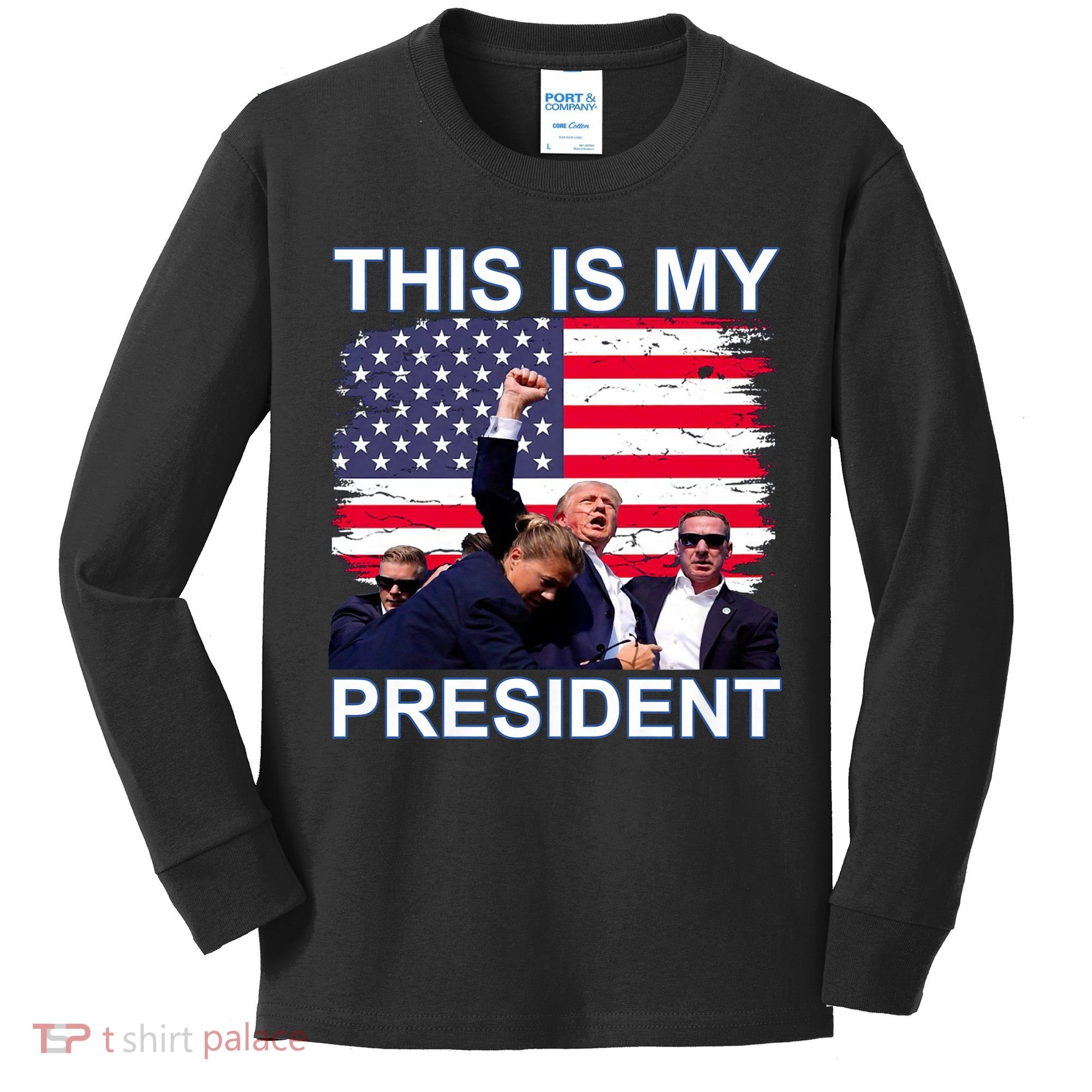 President Trump 2024 This Is My President Kids Long Sleeve Shirt