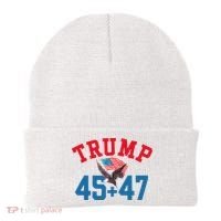 Patriotic Trump 45 And 47 Victory Winner Won Patriotic Flag Beanie thumb 0