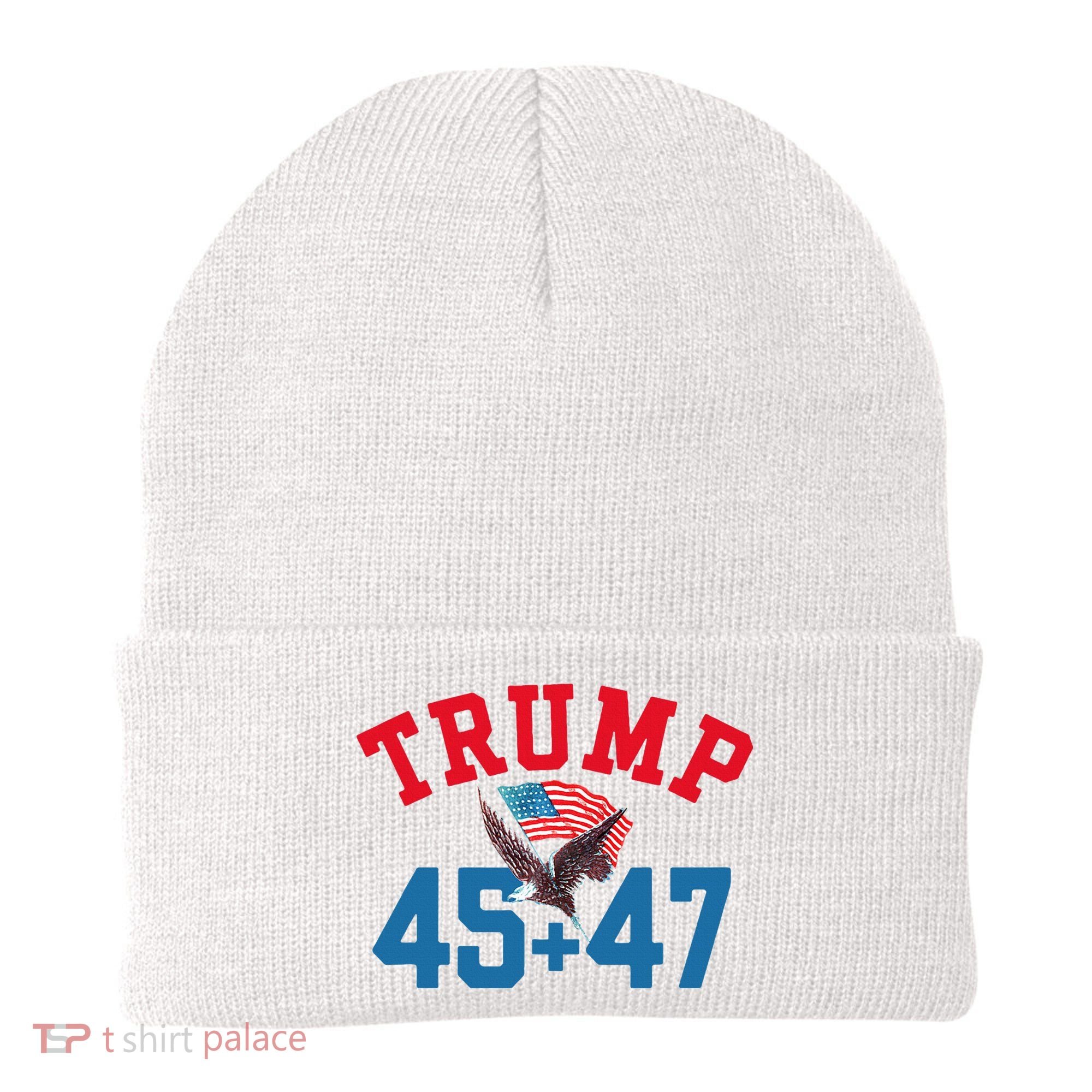 Patriotic Trump 45 And 47 Victory Winner Won Patriotic Flag Beanie
