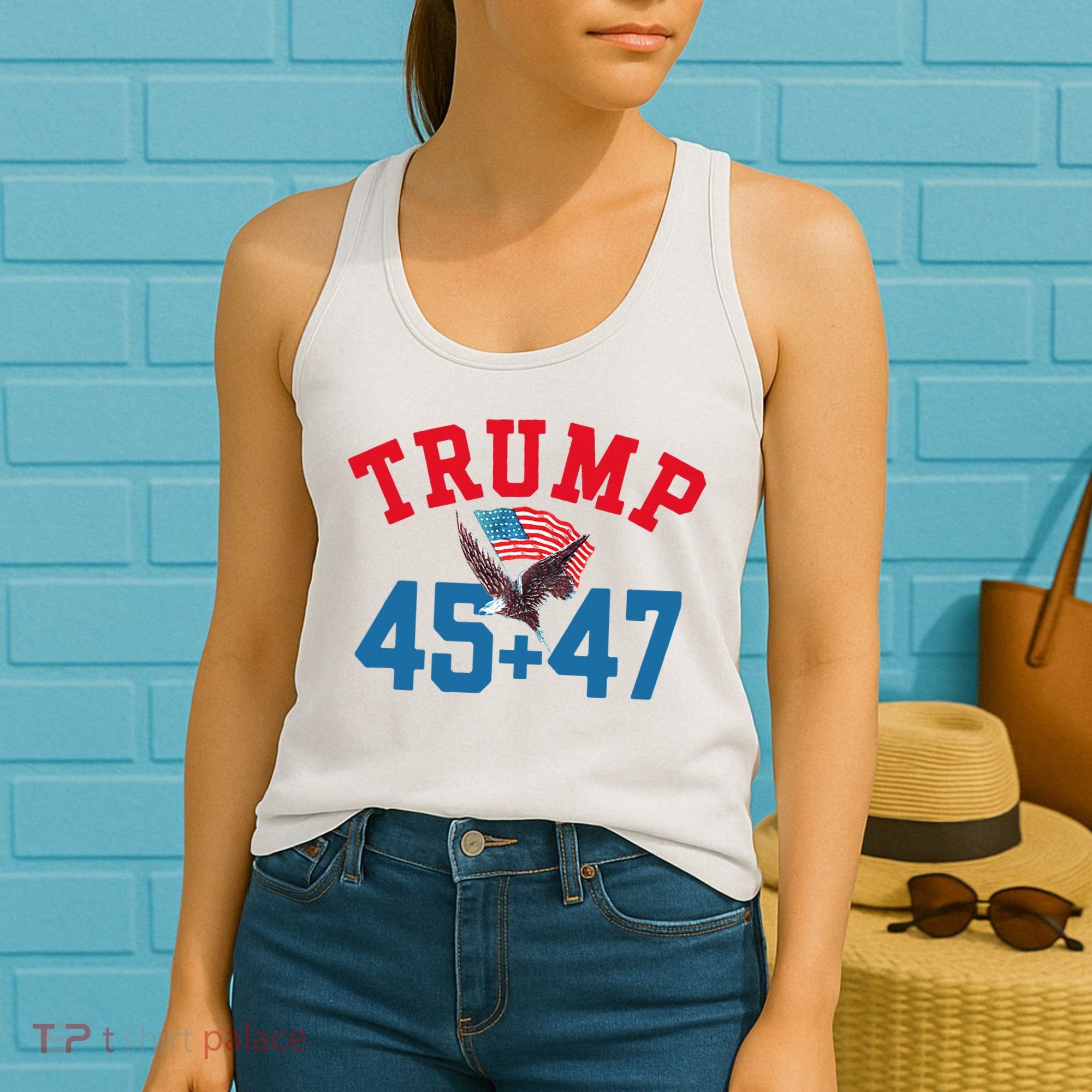 Patriotic Trump 45 And 47 Victory Winner Won Patriotic Flag Women's Tank Top