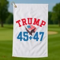 Patriotic Trump 45 And 47 Victory Winner Won Patriotic Flag Golf Towel thumb 1
